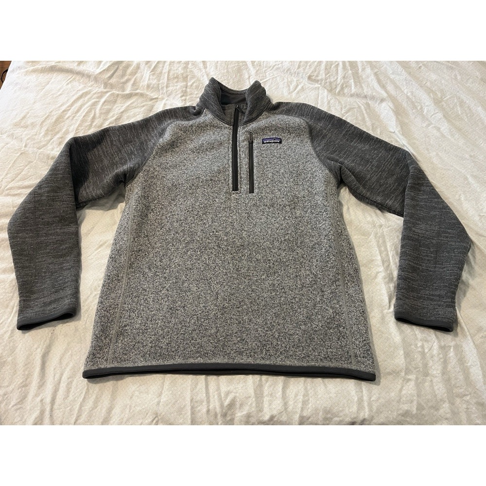 Patagonia Mens Sz Med Gray Better Sweater 1/4 Zip Fleece Pullover Jacket 25522